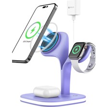 MiraLive Mey Ithalat®  YM-UD22 Kablosuz Şarj Masaüstü Set - Lila