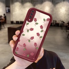 HONTINGA Samsung Galaxy A30S ile Uyumlu Kılıfı Düşüme Önleyici Basitlik Anti Düşme Kamera Korumali Çiçek Bordo Desen Yumuşak Silikon Telefon Kılıfı Kadın ve Erkek Için Uygundur K2-7297