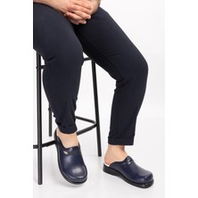 Nur Ortopedi Unisex Kadın Erkek Lacivert Deliksiz Klasik Sabo Ortopedik Doktor Hemşire Aşçı Mutfak Terliği