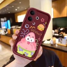 HONTINGA Vıvo V60 Lite  ile Uyumlu Kılıfı Düşüme Önleyici Basitlik Anti Düşme Kamera Korumali Sünger Bob Bordo Desen Yumuşak Silikon Telefon Kılıfı Kadın ve Erkek Için Uygundur K2-7095