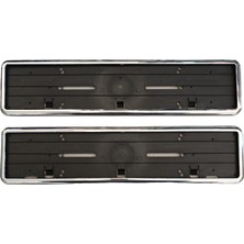 Bezos Çerçeveli Plakalık Plaka Altlığı Krom Nikelajlı 2'LI