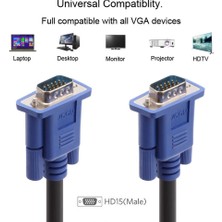 Vcom CG341AD-1.5 Mavi Konnektör Siyah 1.5mt Vga-M-Vga-M Kablo
