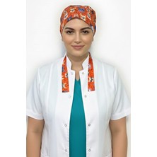 Nur Medikal Giyim Turuncu Tavşan Desenli Tesettür Veteriner Doktor Hemşire Hastane Aşçı Cerrahi Bone