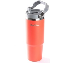 Tantitoni Pembe Paslanmaz Çelik Tutmalı Pipetli Termos Bardak 900ML