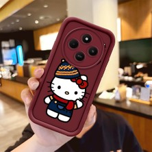 HONTINGA Xiaomi Redmi 14C 4g ile Uyumlu Kılıfı Düşüme Önleyici Basitlik Anti Düşme Kamera Korumali Hello Kitty Bordo Desen Yumuşak Silikon Telefon Kılıfı Kadın ve Erkek Için Uygundur K2-7015