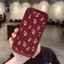 HONTINGA iPhone Se 2020 ile Uyumlu Kılıfı Düşüme Önleyici Basitlik Anti Düşme Kamera Korumali Çiçek Bordo Desen Yumuşak Silikon Telefon Kılıfı Kadın ve Erkek Için Uygundur K2-7094