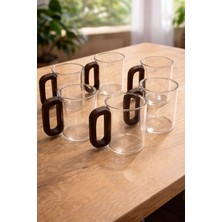 6'lı Borosilikat Cam Akasya Saplı Kupa  350 ml