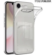 bbtech iPhone 17E ile Uyumlu Kamera Korumalı Şeffaf Kartlıklı Kılıf Card Case