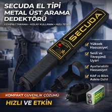 Alpsmart El Tipi Metal Dedektörü | Üst Arama Dedektörü | Şarj Adaptörü ve Pil Dahil
