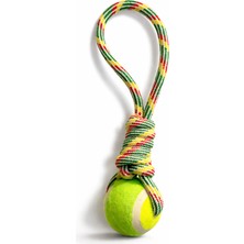 Papağanhane Ipli Tenis Toplu Köpek Oyuncağı 35 cm | Çekiştirme ve Getir Oyunu | Dayanıklı Eğlenceli