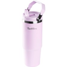 Tantitoni Mor Paslanmaz Çelik Tutmalı Pipetli Termos Bardak 900ML