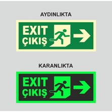 Tnk Market Uyarı Levhaları "acil Çıkış Sağ YÖN"11X24 cm Fosforlu Dekota Tabela Uyarı Levhası