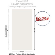 Brano 30X60 cm Kendinden Yapışkanlı Duvar,banyo,tezgah Arası Kırık Beyaz DESEN-100 Adet