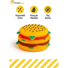 Papağanhane Ses Çıkaran Hamburger Şekilli Köpek Oyuncağı – Dayanıklı Plastik, Eğlenceli ve Diş Dostu Oyuncak