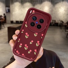 HONTINGA Vivo X300 Pro ile Uyumlu Kılıfı Düşüme Önleyici Basitlik Anti Düşme Kamera Korumali Çiçek Bordo Desen Yumuşak Silikon Telefon Kılıfı Kadın ve Erkek Için Uygundur K2-7094