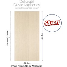 Brano 30X60 cm Kendinden Yapışkanlı Duvar,banyo,tezgah Arası Ahşap Desen-48 Adet