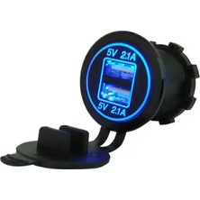 Maroces Pano Tip Ikili USB Araç Şarj Söketi 12-24V 2.1A Mavi