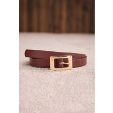 HE-QA Gold Kare Tokalı Kemer Bordo