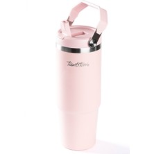 Tantitoni Açık Pembe Paslanmaz Çelik Tutmalı Pipetli Termos Bardak 900ML