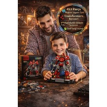 Toyfest Transformers Benzeri Kırmızı Maket Robot Seti 453 Parça Hareketli Eklemli Standlı Oyuncak Seti