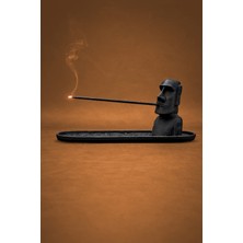 Creative Worker - Modern Moai Tütsülük – Dekoratif Tütsü Tutucu Plastik - Siyah Renk -Pla -Kolaytemizlenebilir