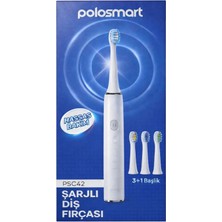 Polosmart Şarjlı Diş Fırçası PSC42 3+1 BAŞLIK Ultrasonik Temizlik Özelliği ile Beyaz Renk