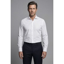 Bisse Regular Fit Klasik Italyan Yaka Beyaz Cepsiz Erkek Gömlek GMKLS4KBI242057_D01