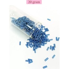 Just Cheap Store Uzun Boru Kesme Boncuk Çap 2mm Uzunluk 10 mm - 20 Gram - Mavi - BNC242