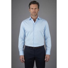 Bisse Klasik Yaka Modern Fit Açık Mavi Uzun Kol Cepsiz Erkek Gömlek GMKLS250067_33