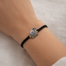 Ozgurca Aksesuar El Yapımı Murano Cam Fil Figürlü Ayarlanabilir Makrome Ip Bileklik