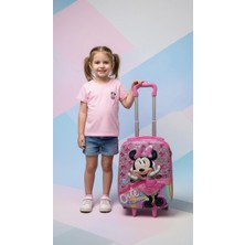 Nishev.com Evini Sev Karakterli Kız Çocuk Pembe Kabin Boy Çekçekli Valiz