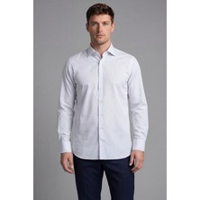 Bisse Erkek Regular Fit Uzun Kol Cepsiz Pamuk Beyaz Gömlek BSGMKLS25314_D01