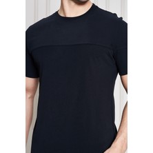 Jeuss Erkek Viscon Lina Likralı Kumaş Bisiklet Yaka Siyah Tshirt