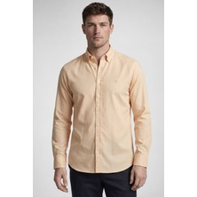 Bisse Erkek Regular Fit Uzun Kol Keten Paşa Yaka Cepsiz Sarı Gömlek BSGMKTN25326_D17