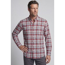 Bisse Regular Fit Paşa Yaka Yazlık Ekoseli Pamuk Gri Erkek Gömlek GM23Y231027_D55