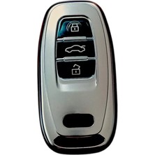 Midas Toptan Home Auidi A4-A5-A6-A7-Q5-Q7 Sustasız Anahtar Uyumlu Silikon Oto Anahtar Kumanda Kabı Kılıf Füme