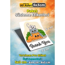 Sb Store Kedi Temalı Ambalaj Hediye Paket Süsleme Etiketi  Model 76 - 95 Adet 5cm