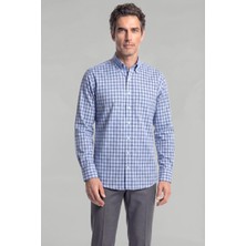 Bisse Regular Fit Pamuk Mavi Erkek Gömlek GMEKS4K242027_E35