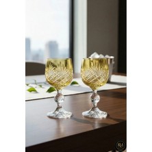 Kristal Market Bohemia Kristal Püskül Desenli İkili Kristal Ayaklı kahve Yanı Lüks BARDAKV150ML