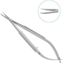 Barishan Cerrahi Iğne Tutucu Castroviejo Yaylı 11.5cm Eğri Uç Avuç Içi Yuvarlak Sap Gri Eğitim Materyali