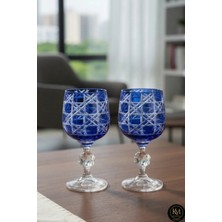 Kristal Market El Yapımı İkili Kristal Bohemia Renkli Lüks Kristal Ayaklı Kadeh Kahve Yanı Su Bardağı