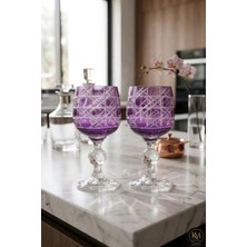 Kristal Market El Yapımı Kristal Bohemia Renkli Lüks Kristal Ayaklı Kadeh Kahve Yanı Su Bardağı