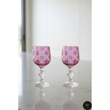 Kristal Market El Yapımı İkili Kristal Bohemia Renkli Lüks Kristal Ayaklı Kadeh Kahve Yanı Su Bardağı