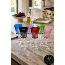 Kristal Market El Yapımı Kristal Cristalleria Italiana Renk Kadeh Takımı 6'lı