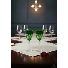 Kristal Market El Yapımı İkili Kristal Damla Renkli Lüks Ayaklı Kadeh Kahve Yanı Su Bardağı