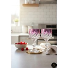 Kristal Market İkili El Yapımı Kristal Damla Renkli Lüks Ayaklı Kadeh Kahve Yanı Su Bardağı