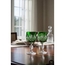 Kristal Market El Yapımı İkili Kristal Püsküllü Renkli Lüks Ayaklı Kadeh Kahve Yanı Su Bardağı