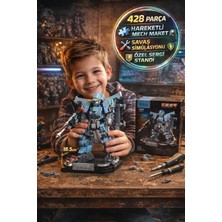 Toyfest Transformers Benzeri Mavi Maket Robot Seti 428 Parça Hareketli Eklemli Standlı Oyuncak Seti