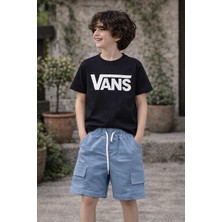 Erkek Çocuk Vans Baskılı Tişört ve Şort Takım – Yazlık Rahat 2’li Set