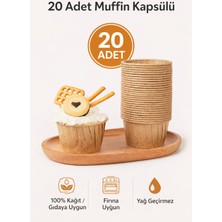 Evolis Kitchen 20 Adet Kraft Muffin Cupcake Kalıbı Kek Kapsülü Naturel Kek Kalıbı, Airfryer Uyumlu